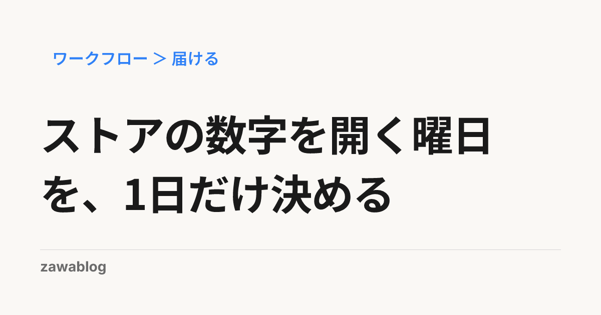 ストアの数字を開く曜日を、1日だけ決める